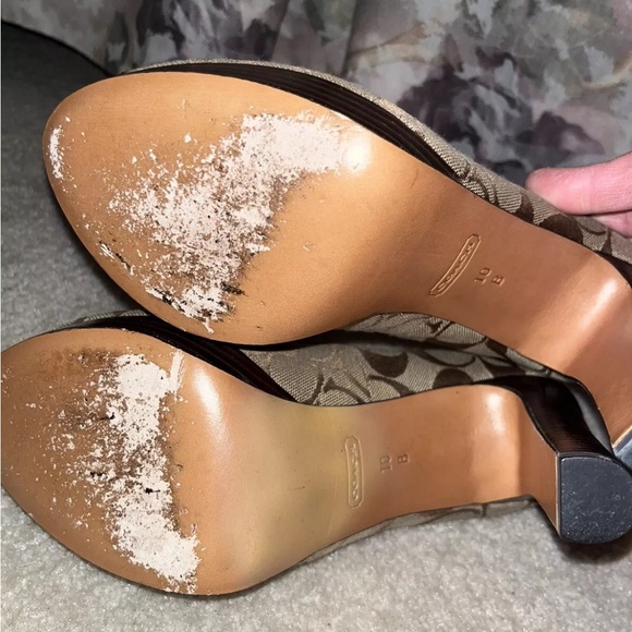 Coach Breana Signature Canvas and Patent Peep Toe Platform Heels- Size 10M - Picture 5 of 7